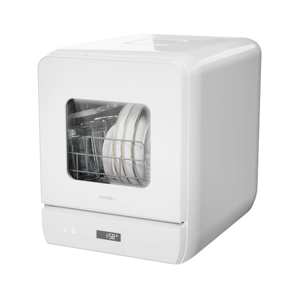 Hermitlux Countertop Dishwasher, 6 Wash Programs Slim Size Portable Dishwasher