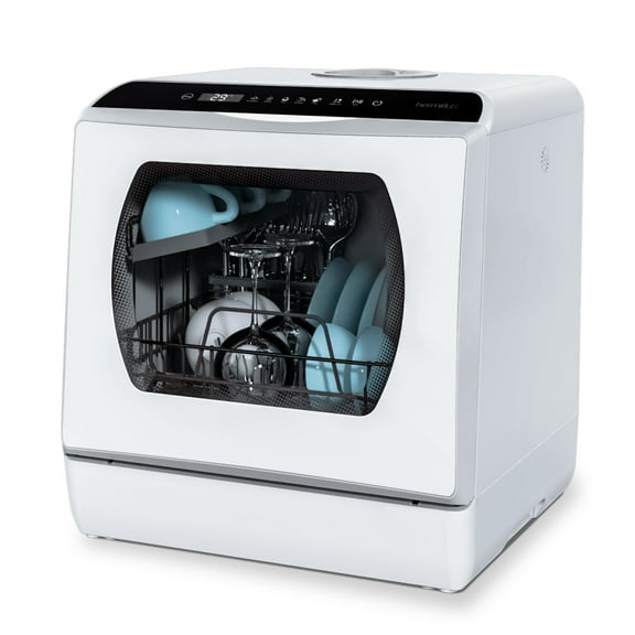 Hermitlux Portable Countertop Dishwasher, 5 Washing Programs, 5L Built-in Water Tank and Air-Dry Function, HMX-DW03