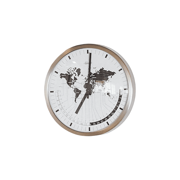 Hermle 12" Silver and White Round World Time Wall Clock