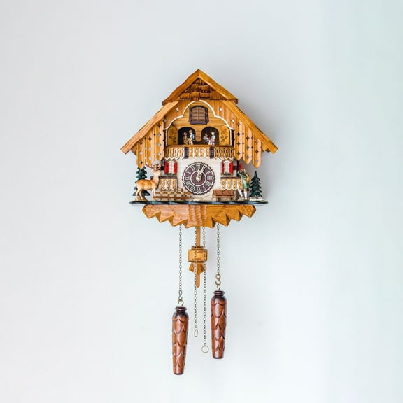 Hermle 13.5" Brown and Red Miniature Dancer Cuckoo Wall Clock