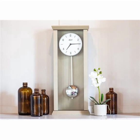 Hermle 22.5" Tan and White Rectangular Pendulum Wall Clock