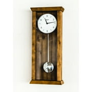 Hermle 22.5" Walnut Brown and White Rectangular Pendulum Wall Clock