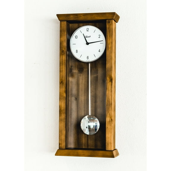 Hermle 22.5" Walnut Brown and White Rectangular Pendulum Wall Clock