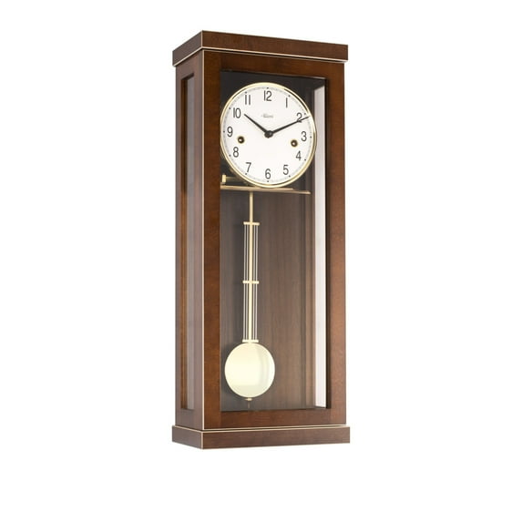 Hermle 22" Brown and White Rectangular Regulator Pendulum Wall Clock