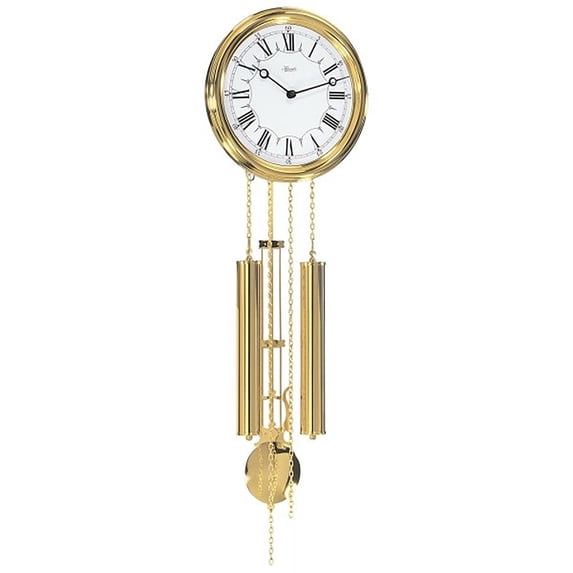 Hermle 27" Gold and White Round Pendulum Wall Clock