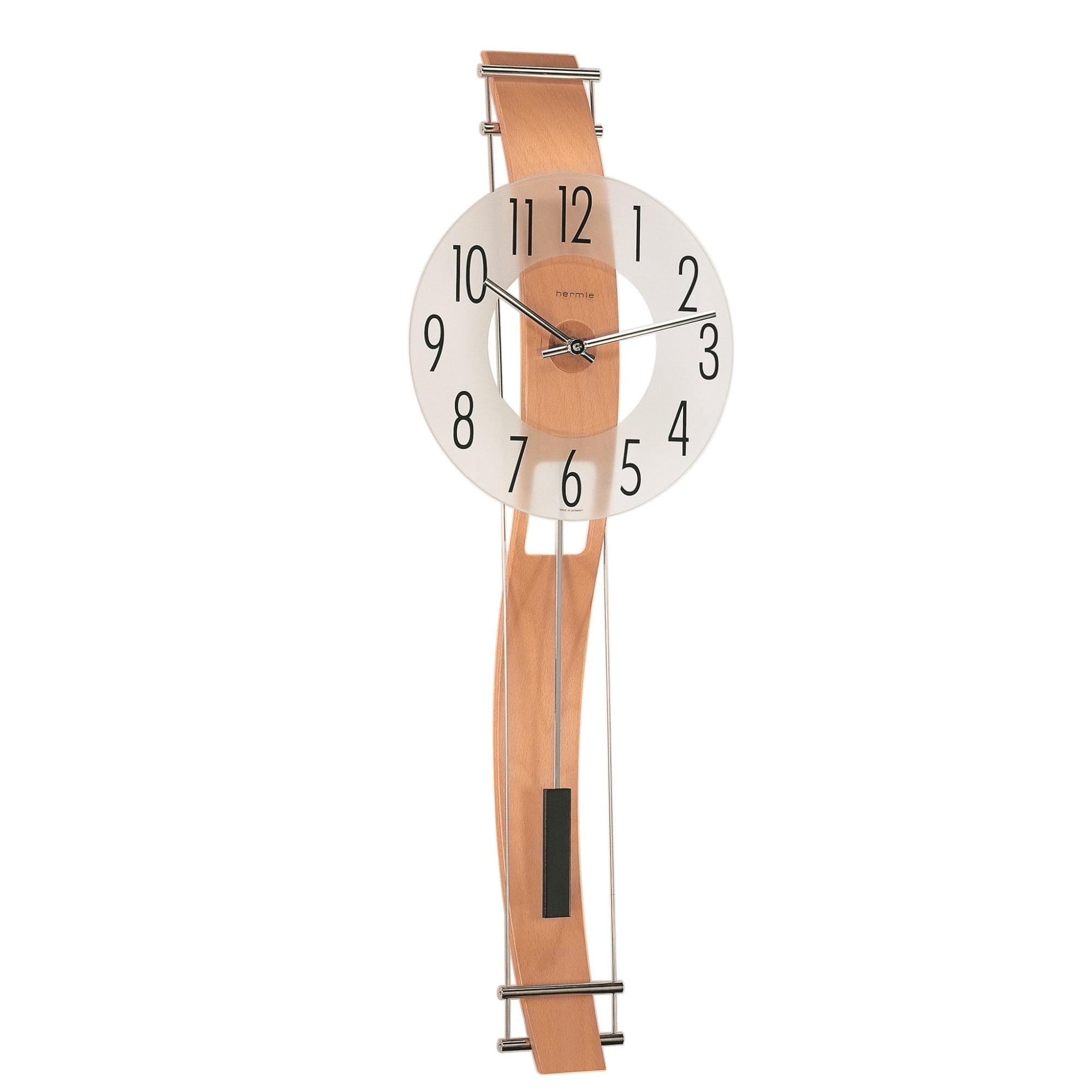 Hermle 32" Brown and Silver Beech Wood Pendulum Wall Clock