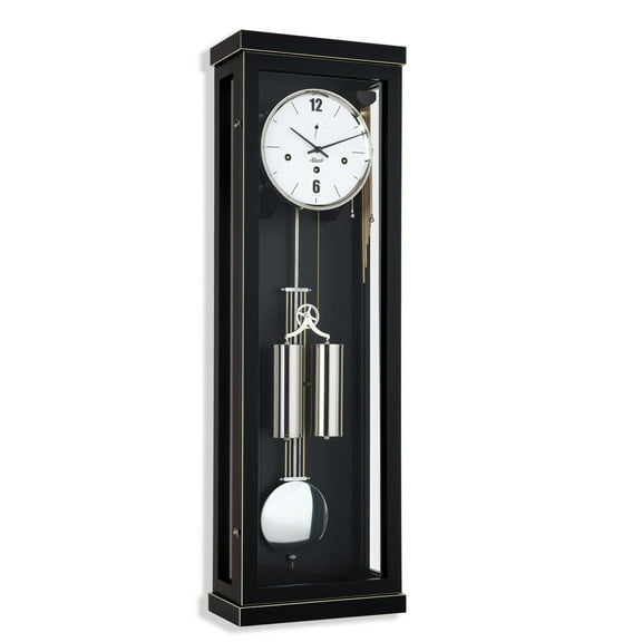 Hermle 34" Black and Silver Modern Regulator Pendulum Wall Clock