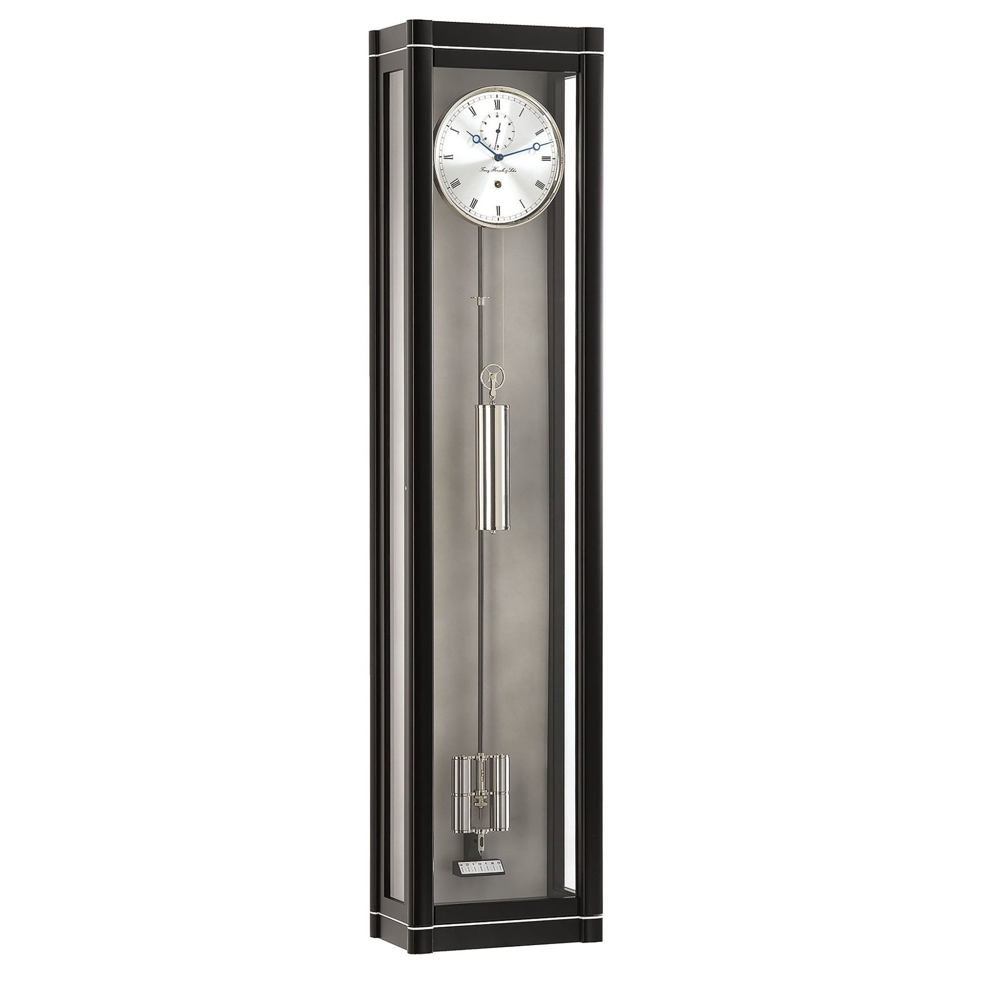 Hermle 52" Black and White Rectangular Flat Top Pendulum Wall Clock ...