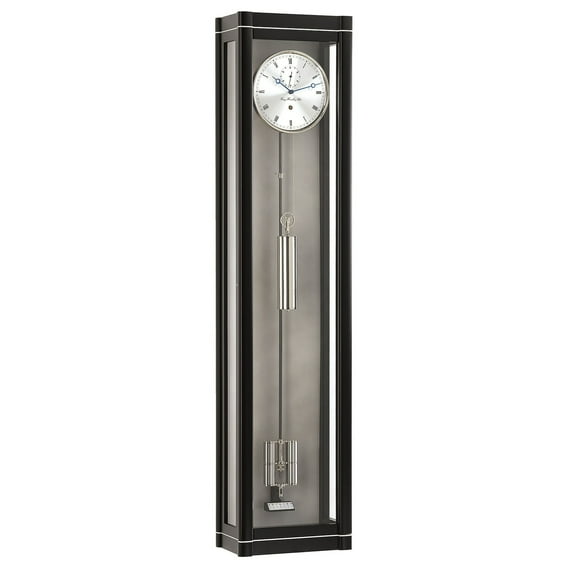 Hermle 52" Black and White Rectangular Flat Top Pendulum Wall Clock