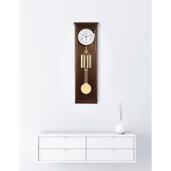 Hermle Filigree Pendulum Wall Clock - 34.5" - Walnut and Brass Finish