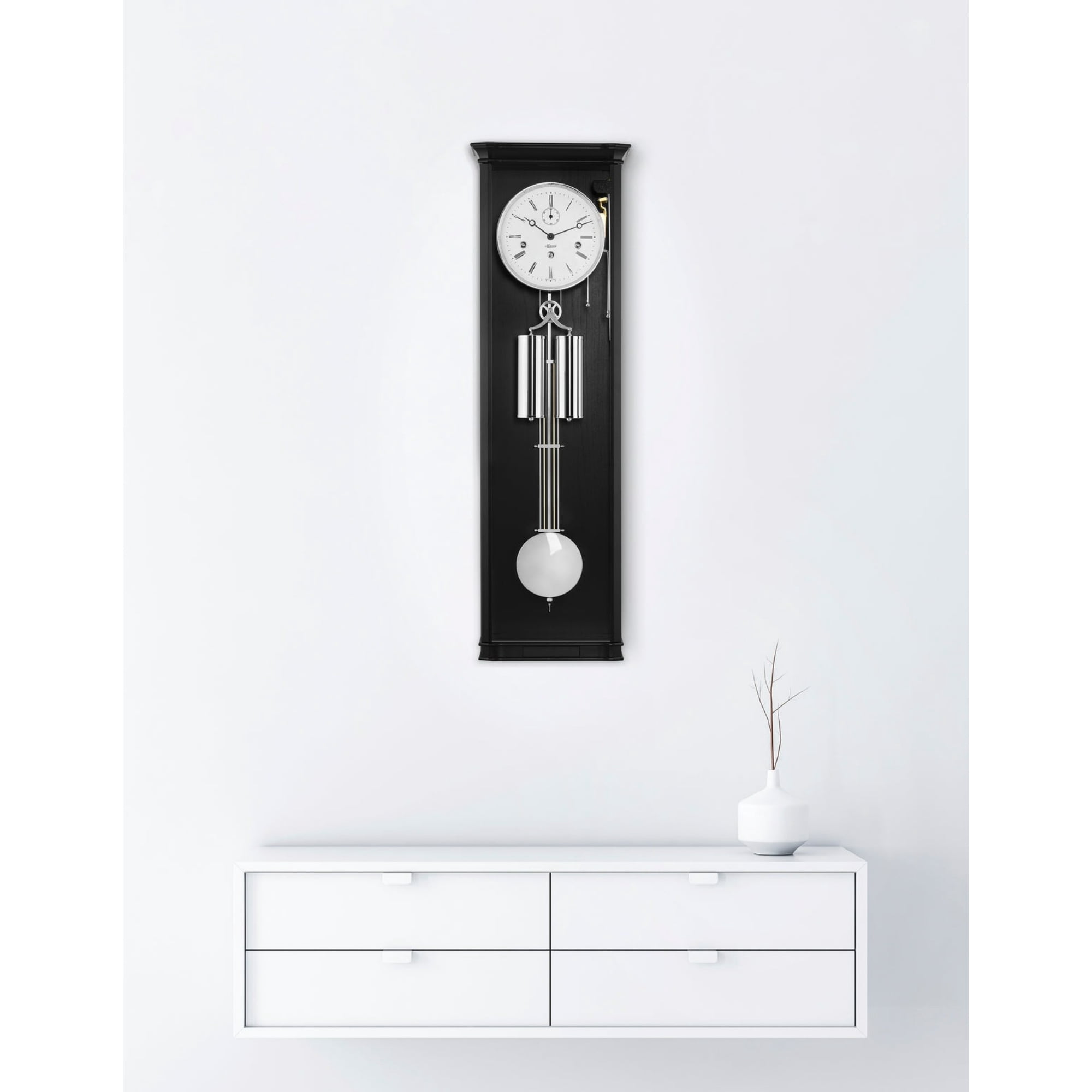 Hermle Filigree Pendulum Wall Clock with Glass Panel - 34.5" - Black ...