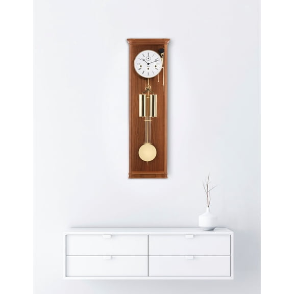 Hermle Filigree Wooden Pendulum Wall Clock - 34.5" - Cherry and Brass Finish