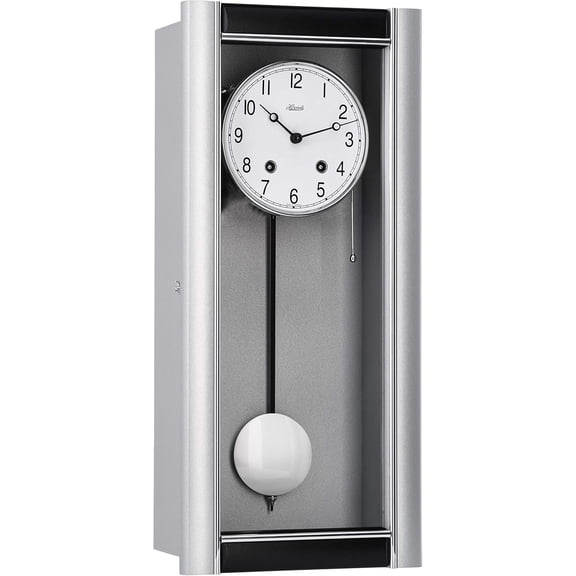 Hermle Gavin Comtemporary Wall Clock in Silver And Black Finish Key Wind 71003-L10141