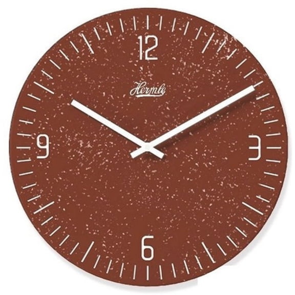 Hermle Round Metal Quartz Movement Wall Clock - 12" - Coffee Brown