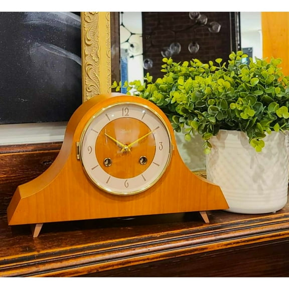 Hermle Vintage-Style Mantel Clock - 12" - Cherry Brown