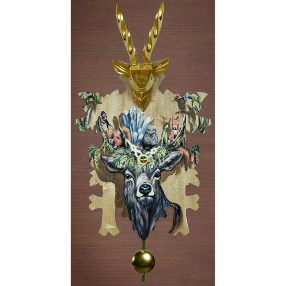 Hermle Woodland Scene Wall Clock with Deer Head - 11"