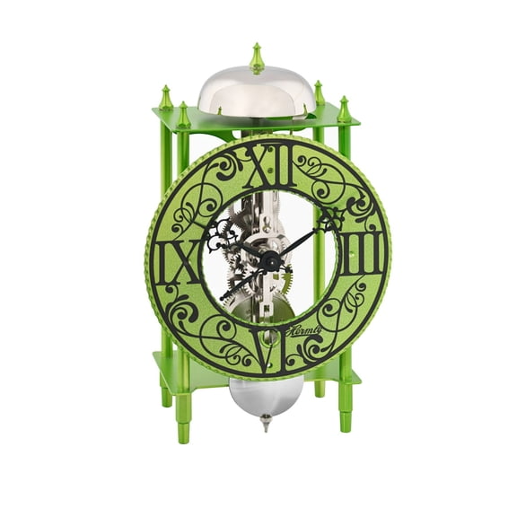 Hermle Wrought Iron Skeleton Desk Clock - 9.5" - Green and Black