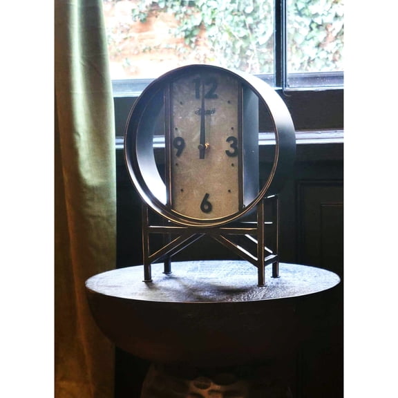 Hermle Wrought Iron Table Clock - 10" - Black
