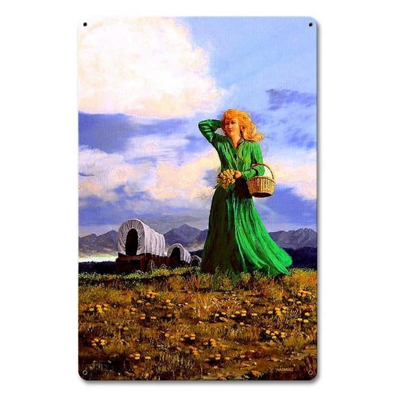 Hermon Adams Dandelion Tea Satin Metal Sign - 12 x 18 in.