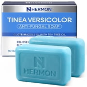 Hermon Tinea Versicolor Soap 2 Bars Multi-Functional Clinically Proven for Tinea Versicolor, Athlete's Foot, Jock Itch, Ringworm - Fact Action, Soothes, Cleanses, and Restores Skin Health