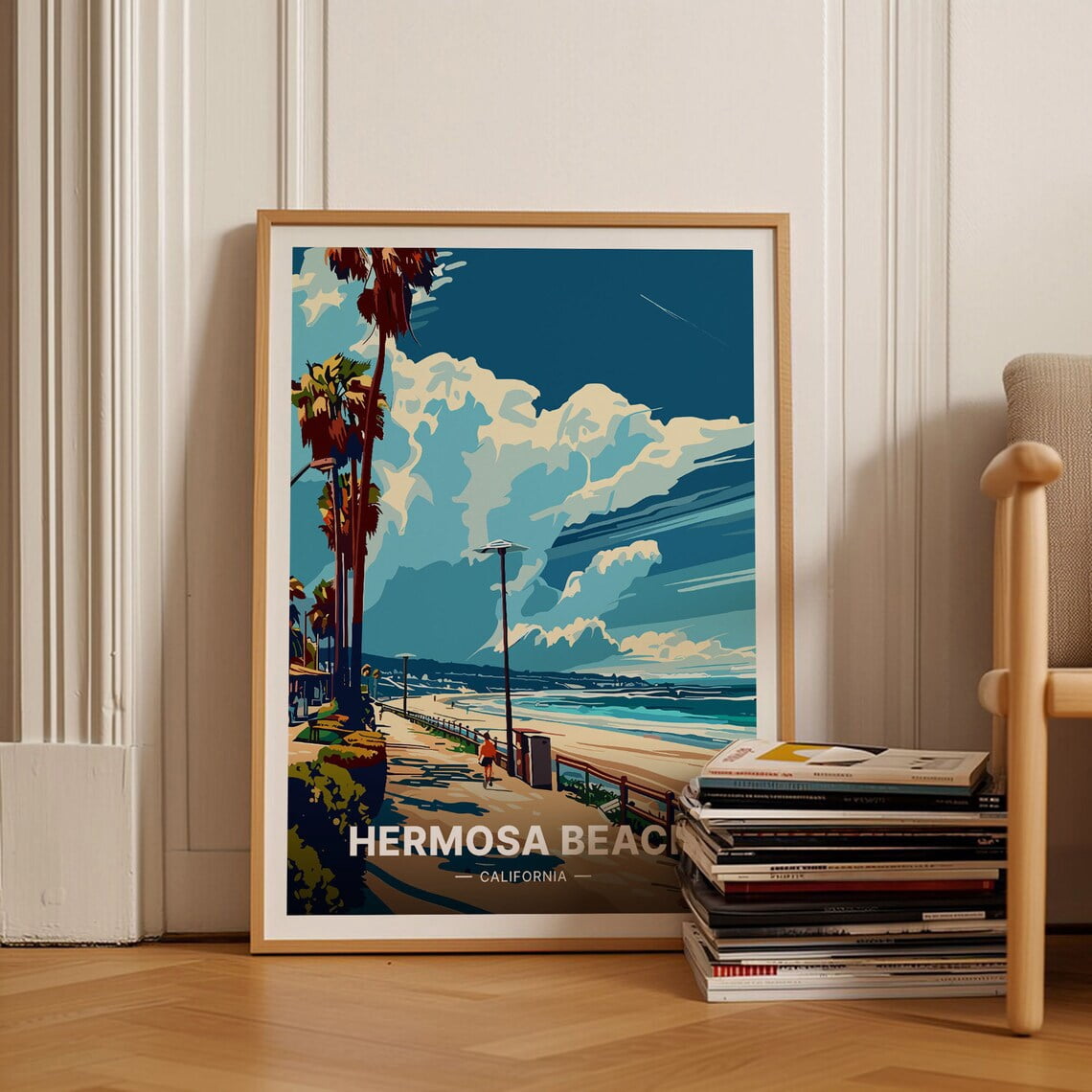 Hermosa Beach California Coastal Travel Wall Art, Unframed Paper Poster ...