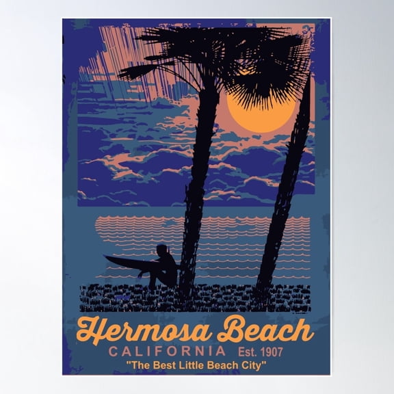 Hermosa Beach California. Poster Wall Art Modern Wall Decor For Living Room Bedroom