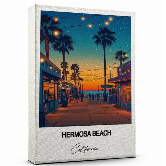 Hermosa Beach Canvas Wall Art Travel-Inspired Home Decor Featuring California Art Canvas Unique Gift for Travel Canvas Ready to Hang