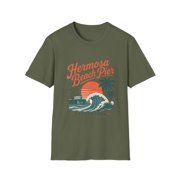 Hermosa Beach Pier California Sunset Wave Graphic T-Shirt
