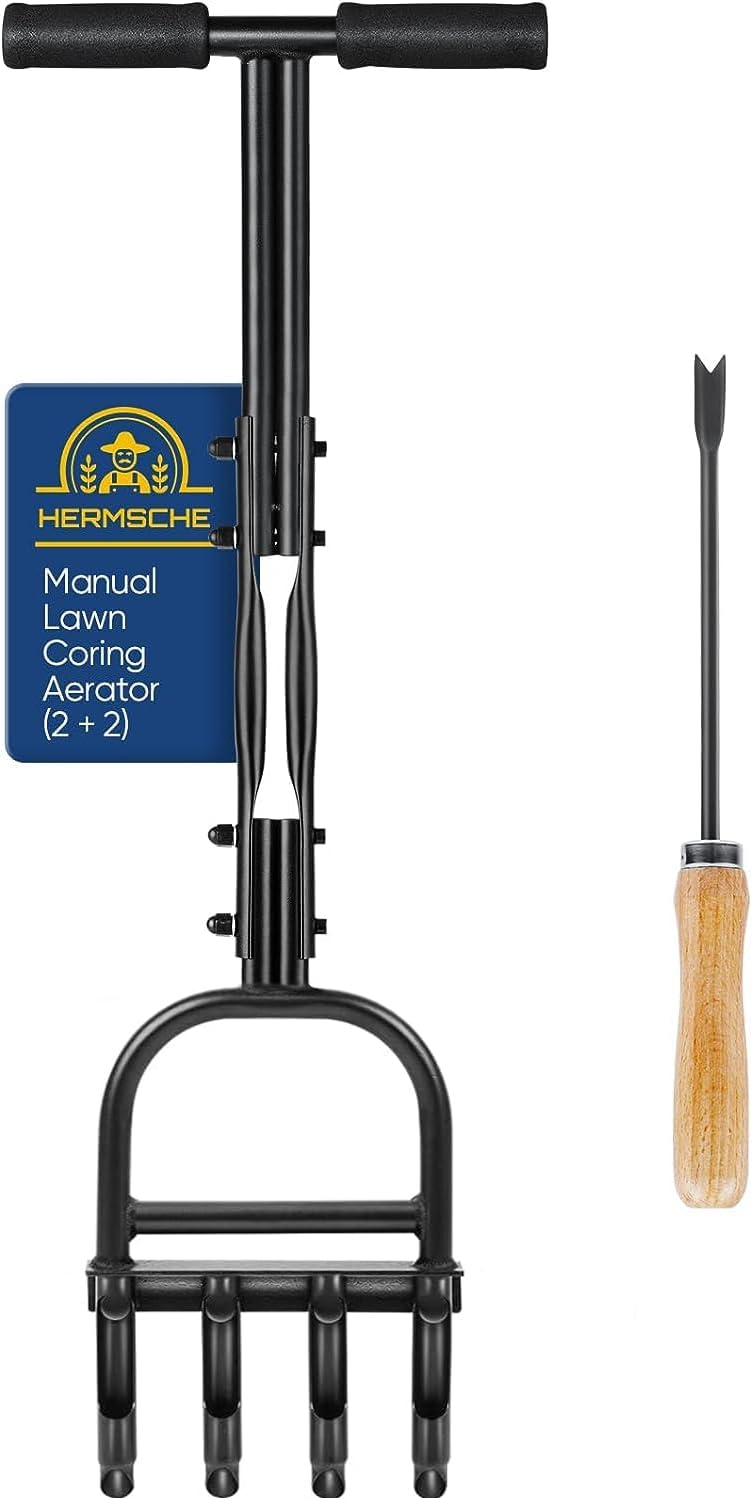 Hermsche Plug Aeration Manual Lawn Coring Aerator 4 Core with Slope Top