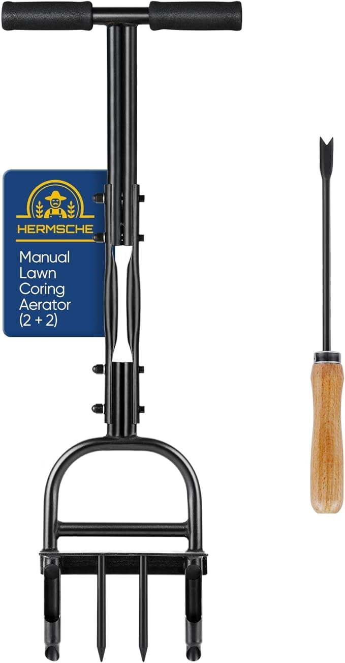 Hermsche Manual Core Plug Aerator Lawn Tool with Slope Aerators Top