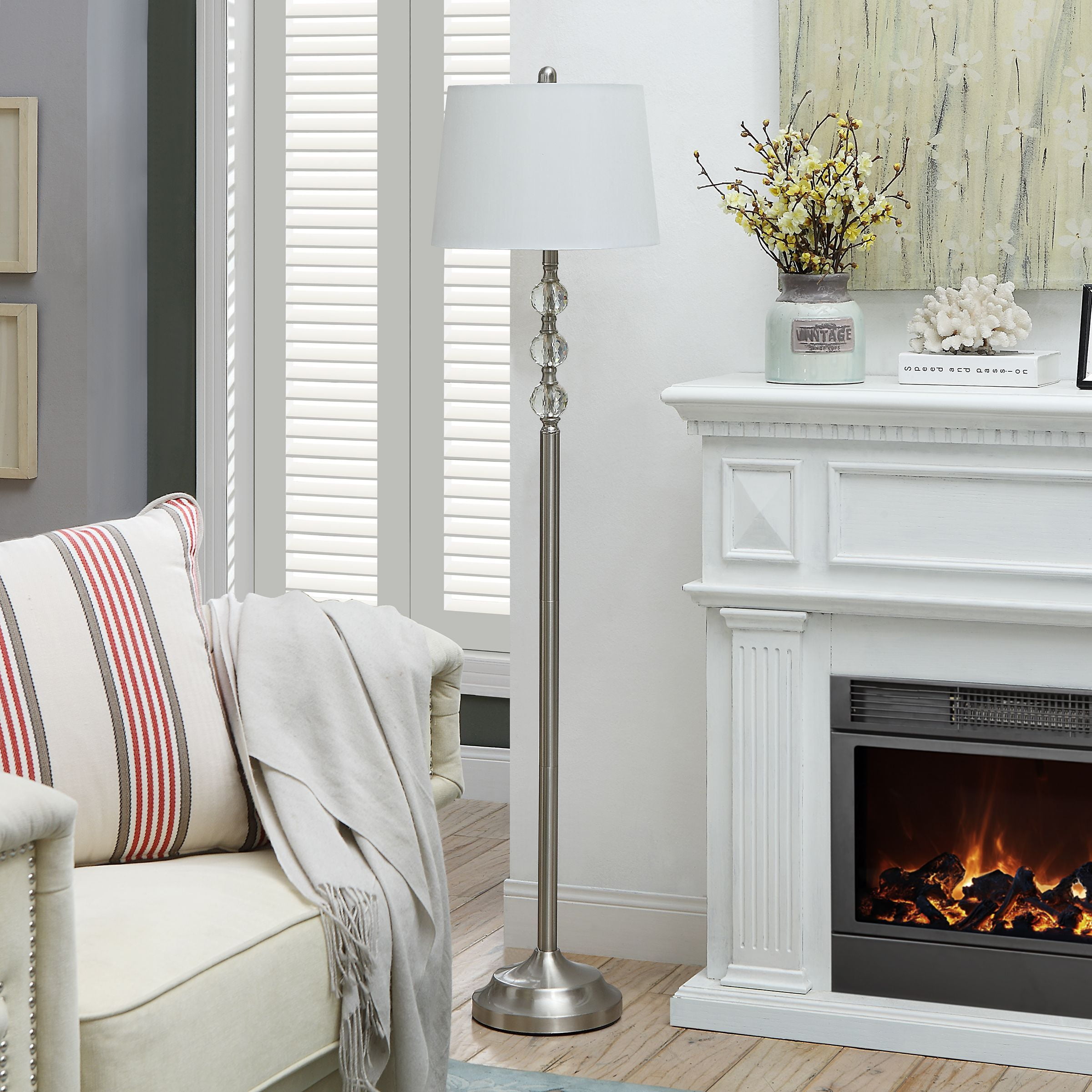 Herndon 61" Tall Silver Floor Lamp for Living Room, Metal Standing ...