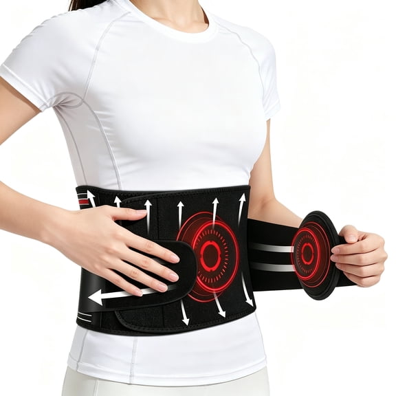 Umbilical Hernia Belt for Men and Women, Adjustable Abdominal Support Binder with 2 Compression Pads and 1 Extra Strap, Front Closure Lumbar Support