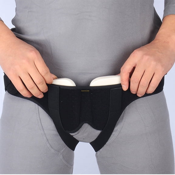 Hernia Belt for Men and Women, Single/Double Side Inguinal Hernias Truss Support with 2 Removable Compression Pads, Adjustable Groin Brace, (Large)