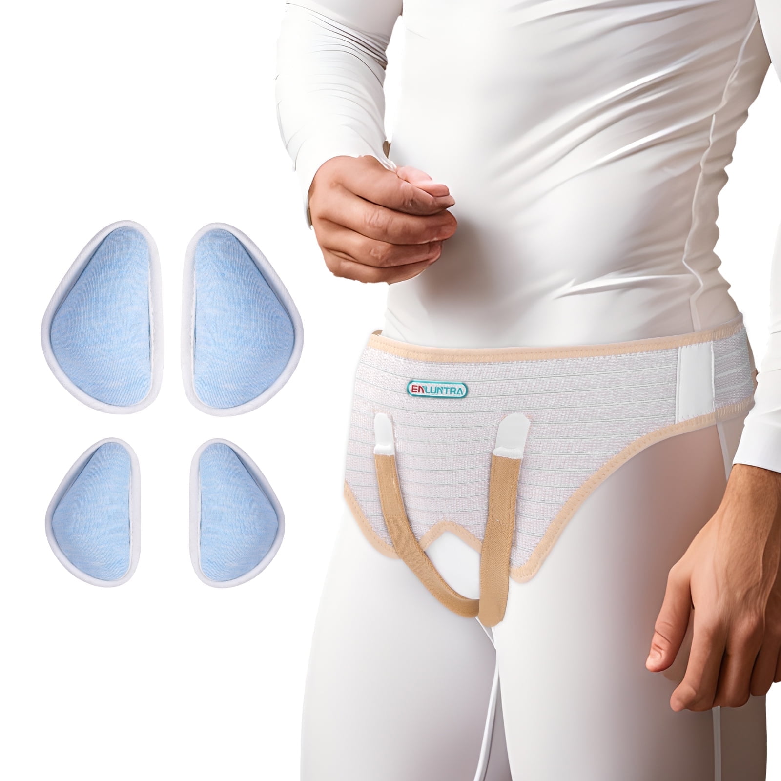 Hernia Belts for Men， Adjustable Inguinal Hernia Support Belt for Women & Men with 4 Compression Pads，Hernia Support Truss for Single/Double Inguinal or Sports Hernia（M）