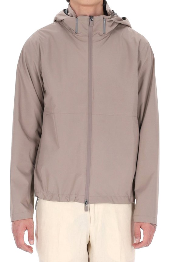 Beige Waterproof Nylon Bomber Jacket (Men's)
