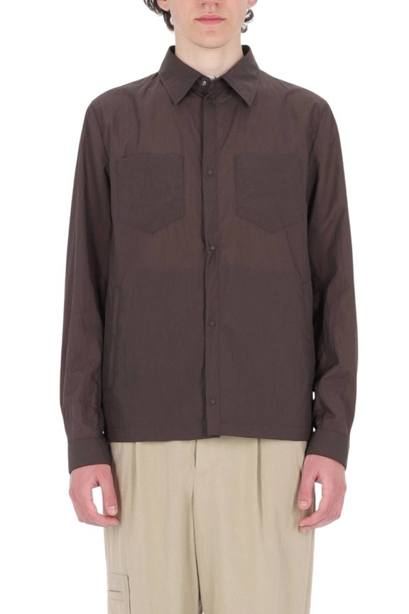 Brown Embossed Nylon Overshirt Jacket (Men's)