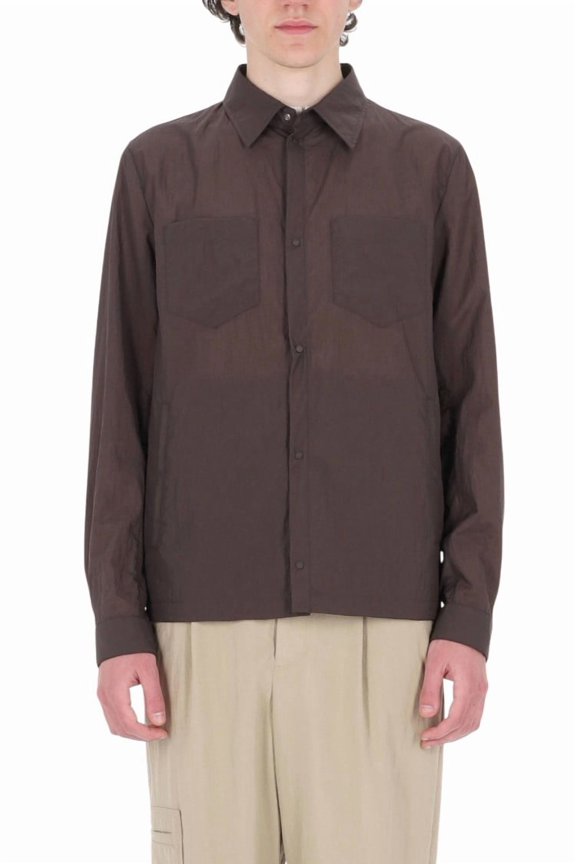 Brown Embossed Nylon Overshirt Jacket (Men's)