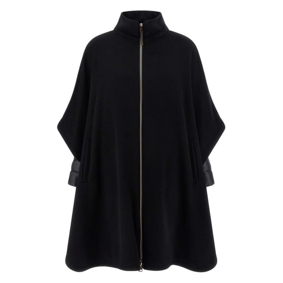 Herno Cape-Style Wool Coat With Nylon Accents (Women's)