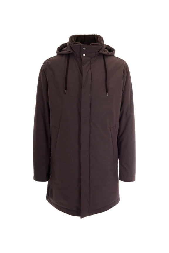 Dark Brown Hooded Coated Nylon Parka (Men's)