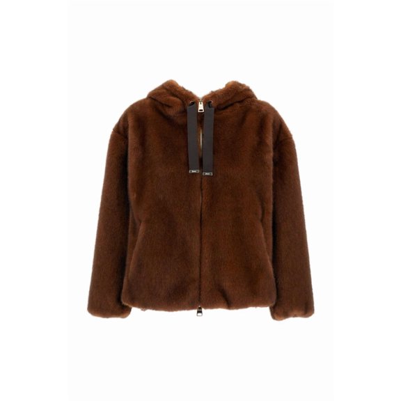 Herno Dark Brown Soft Faux Fur Bomber Jacket (Women's)