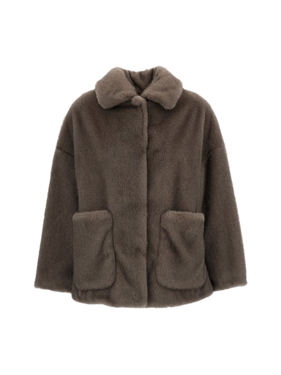 Grey Faux Fur Short Jacket (Women's)