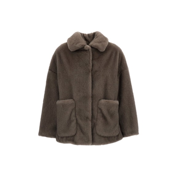 Herno Grey Faux Fur Short Jacket (Women's)