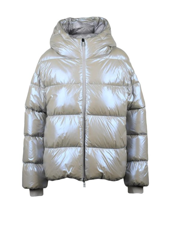 Laminar Pearl Grey High Collar Polyamide Down Jacket (Women's)