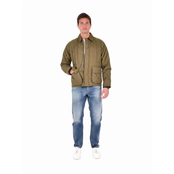Herno Military Green Quilted Jacket With Structured Collar (Men's)