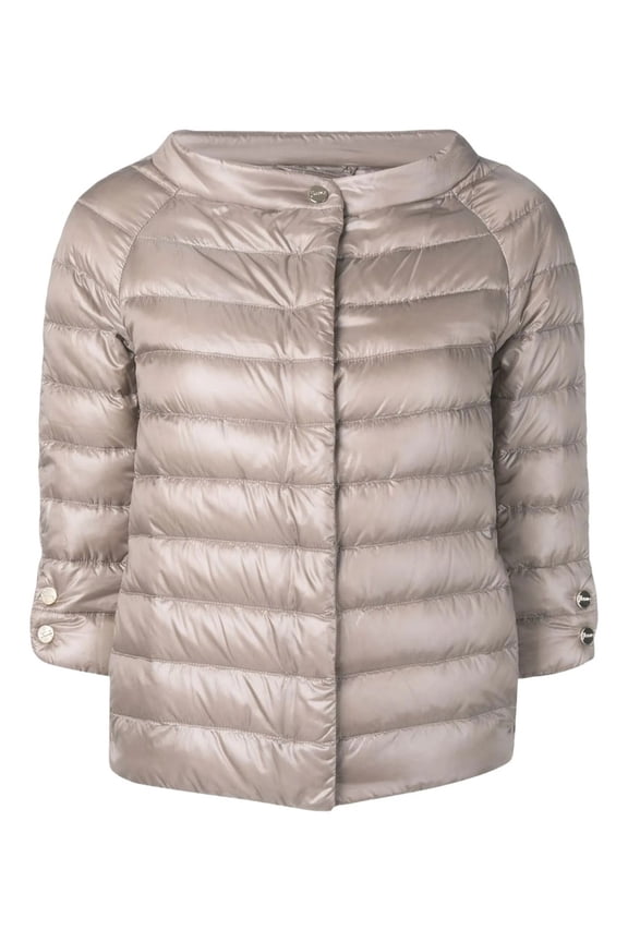 Neutral Piumino Quilted Shiny Cropped Jacket (Women's)