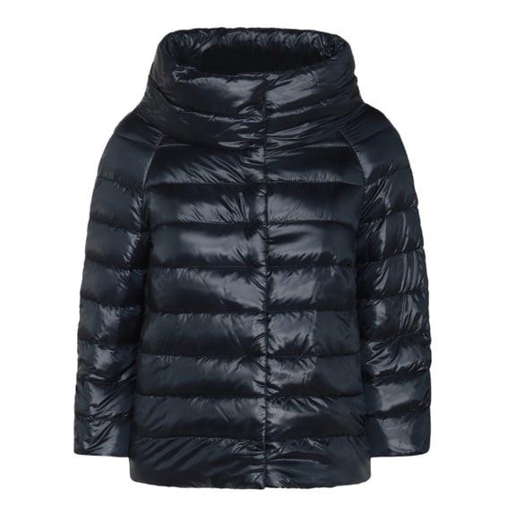 Herno Quilted Black Puffer Coat With High Collar And Concealed Fastening (Women's)