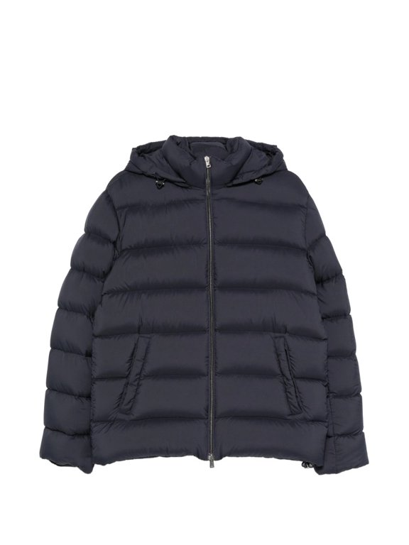 Quilted Blue Puffer Jacket With Adjustable Hood (Men's)