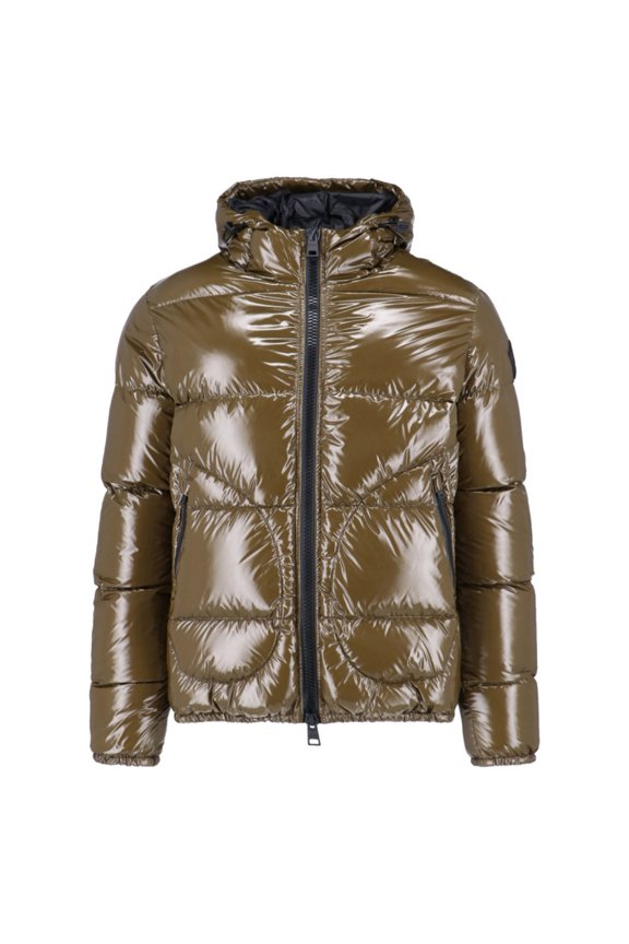 Quilted Hooded Down Jacket With Logo Patch (Men's)