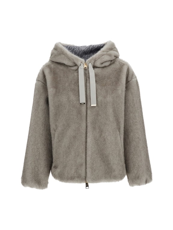 Short Bomber Jacket In Plush Faux Fur (Women's)