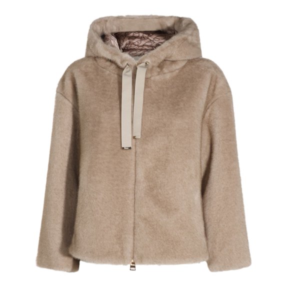 Herno Short Hooded Coat With Plush Texture (Women's)